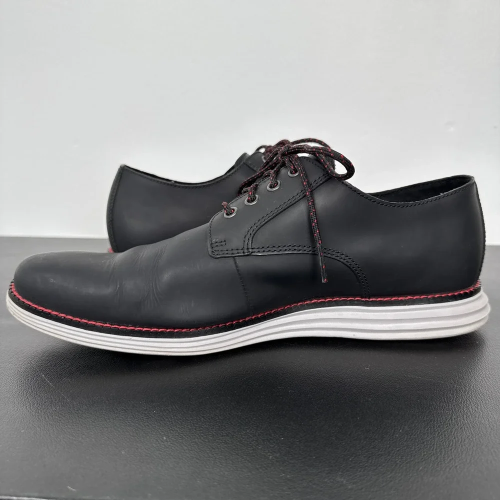 Cole Haan OriginalGrand Plain Toe Oxford Black Red Leather Mens 9.5 M C27997